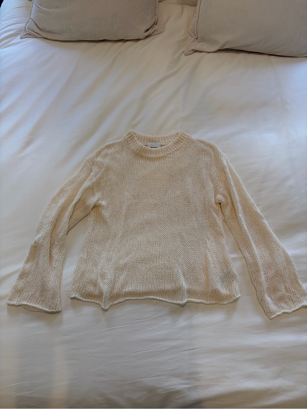 Reformation Cream Open-Knit Crew Sweater